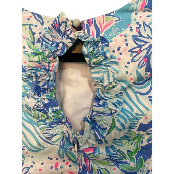 Lilly Pulitzer Fiesta Stretch Dress Coastal Blue Lion Around Size 2 EUC - Picture 6 of 8